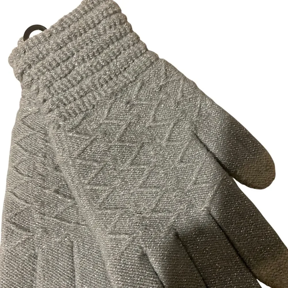 Steve Madden Gray Knit Touchscreen Friendly Light Gloves Women Sz OS